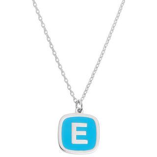 Cushion Shape Enamel Initial Necklace