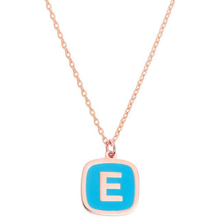 Cushion Shape Enamel Initial Necklace