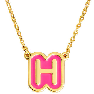 Bubble Initial with Enamel Outline Necklace