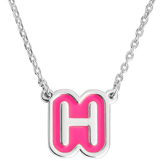 Bubble Initial with Enamel Outline Necklace