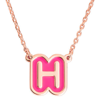 Bubble Initial with Enamel Outline Necklace