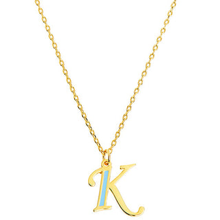 Enamel Script Initial Necklace