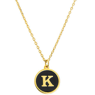 Round Enamel Initial Necklace
