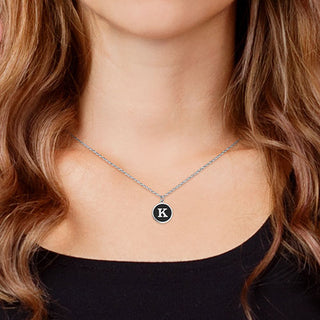 Round Enamel Initial Necklace