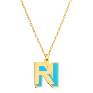 Bold Double Initial with Enamel Necklace