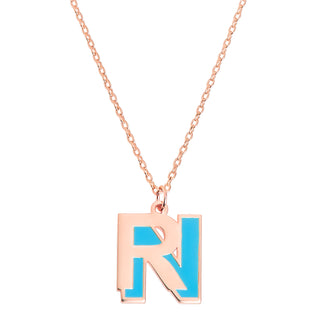 Bold Double Initial with Enamel Necklace