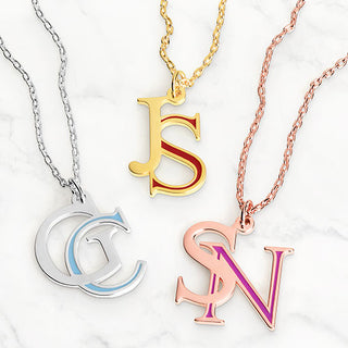 Double Initial with Enamel Necklace