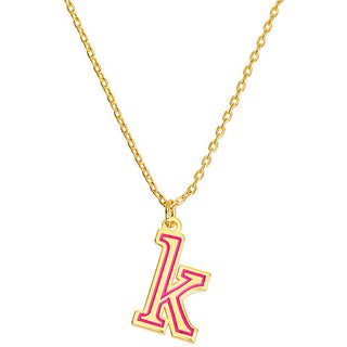 Lowercase Initial with Enamel Outline Neckalce