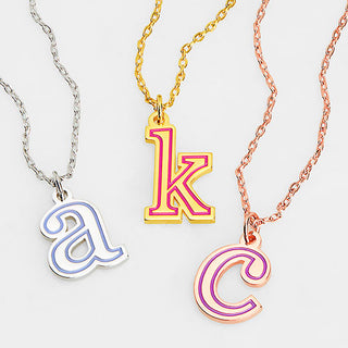 Lowercase Initial with Enamel Outline Neckalce