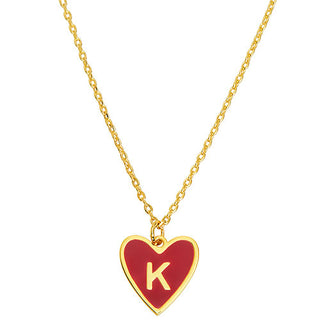 Petite Initial Heart with Enamel Necklace