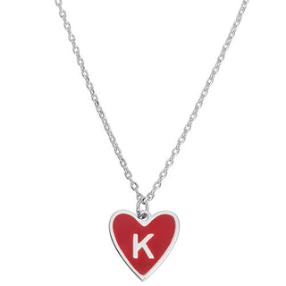 Petite Initial Heart with Enamel Necklace