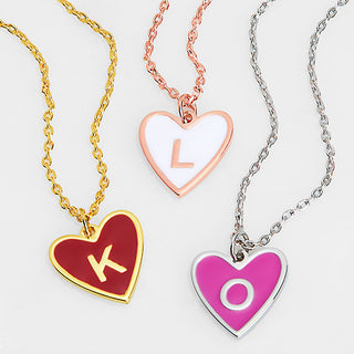 Petite Initial Heart with Enamel Necklace