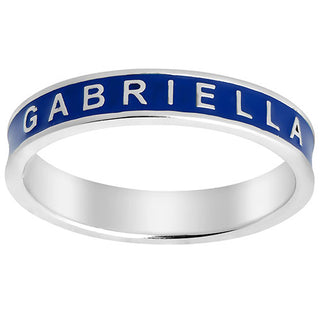 Silver Plated Enamel Name Band Ring