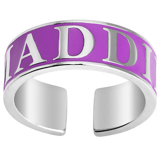 Silver Plated Enamel Name Wide Band Ring