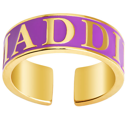 Gold Enamel Name Wide Band Ring – Limoges Jewelry