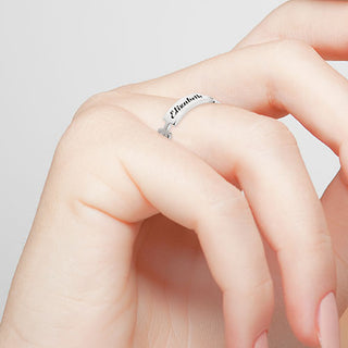 Silver Plated Frozen Paperclip Chain Engraved Ring