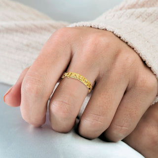 14K Gold Plated Frozen Mariner Chain Name Ring