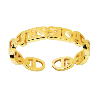 14K Gold Plated Frozen Mariner Chain Name Ring
