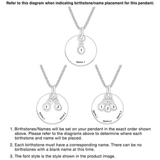 Mother's Engraved Disc with Birthstones Cluster Necklace