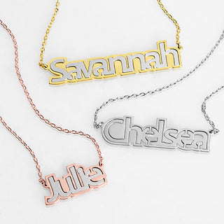 Sterling Silver Bold Pierced Name Plaque Necklace