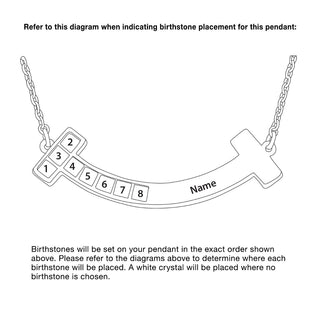 Sterling Silver Personalized Birthstone and Engraved Curved Bar Necklace