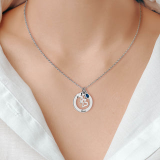 Graduation Cluster Charm Necklace with Birthstone