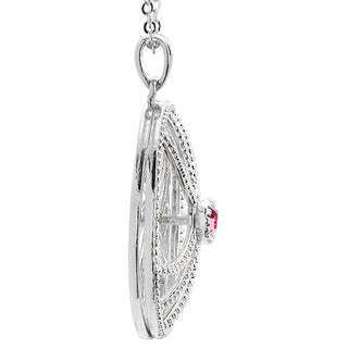 3-D Engraved Flower with Birthstone Spinner Necklace