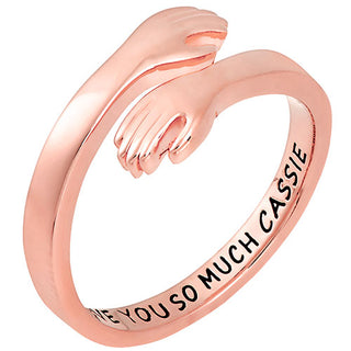 14K Rose Gold Plated Personalized Hug Ring