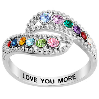 Personalized Curved Bypass Family Birthstone Ring