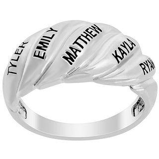 Personalized Engraved Swirl Dome Ring