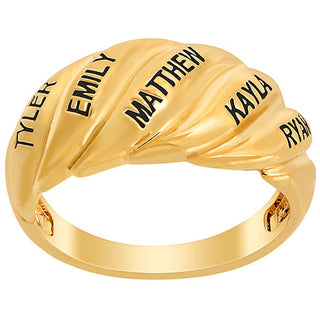 14K Gold Plated Engraved Swirl Dome Ring