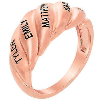 14K Rose Gold Plated Engraved Swirl Dome Ring