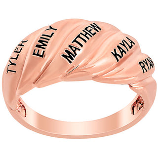14K Rose Gold Plated Engraved Swirl Dome Ring