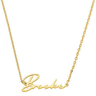 Sterling Silver Handwritten Script Name Plaque with Free Hoop Earrings