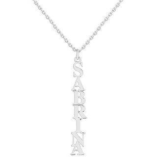 Sterling Silver Vertical Uppercase Name with Free Hoop Earrings