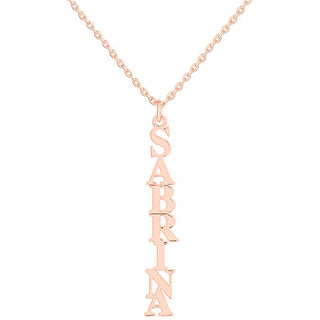 Sterling Silver Vertical Uppercase Name with Free Hoop Earrings