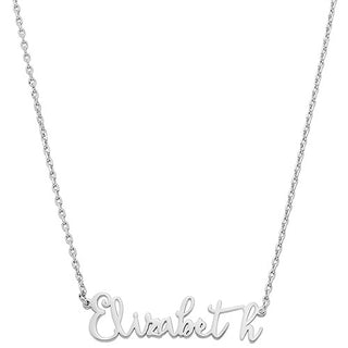 Sterling Silver Fancy Script Name Plaque with Free Hoop Earrings