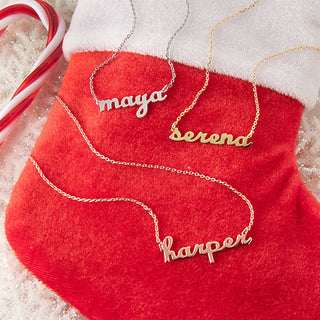 Sterling Silver Lowercase Script Name with Free Stocking