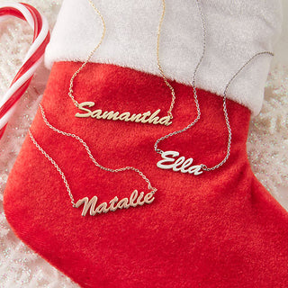 Sterling Silver Hollywood Script Name with Free Stocking