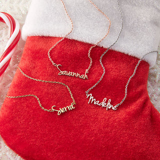 Sterling Silver Petite Script Name with Free Stocking