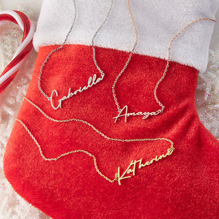 Sterling Silver Script Name Plaque with Free Stocking
