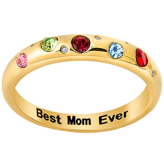 14K Gold Plated Personalized Birthstone Etoile Ring