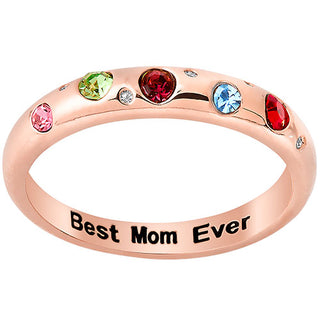 14K Rose Gold Plated Personalized Birthstone Etoile Ring