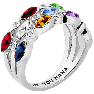 Silver Plated Marquise Birthstone with Clear CZ Faux Stack Ring