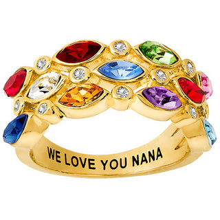 14K Gold Plated Marquise Birthstone with Clear CZ Faux Stack Ring