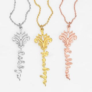 Vertical Name with Filigree Zodiac Sign Necklace