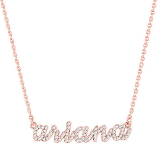 Pave CZ Lowercase Name Plaque Necklace