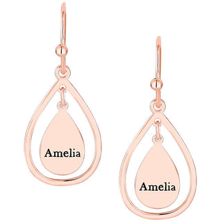 Engraved Double Teardrop Drop Earrings