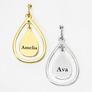 Engraved Double Teardrop Drop Earrings