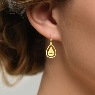 Engraved Double Teardrop Drop Earrings